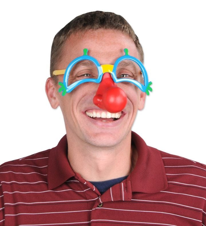 Pack Of 6 Blue & Red Clown Nose Halloween Eyeglasses Costume