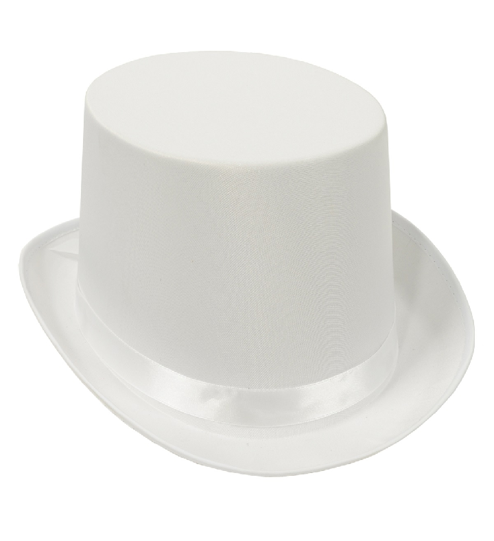 Pack Of 6 White Satin Sleek Costume Top Hat   Adult One Size