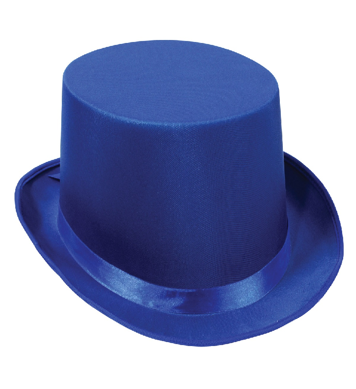 Pack Of 6 Blue Satin Sleek Costume Top Hat   Adult One Size