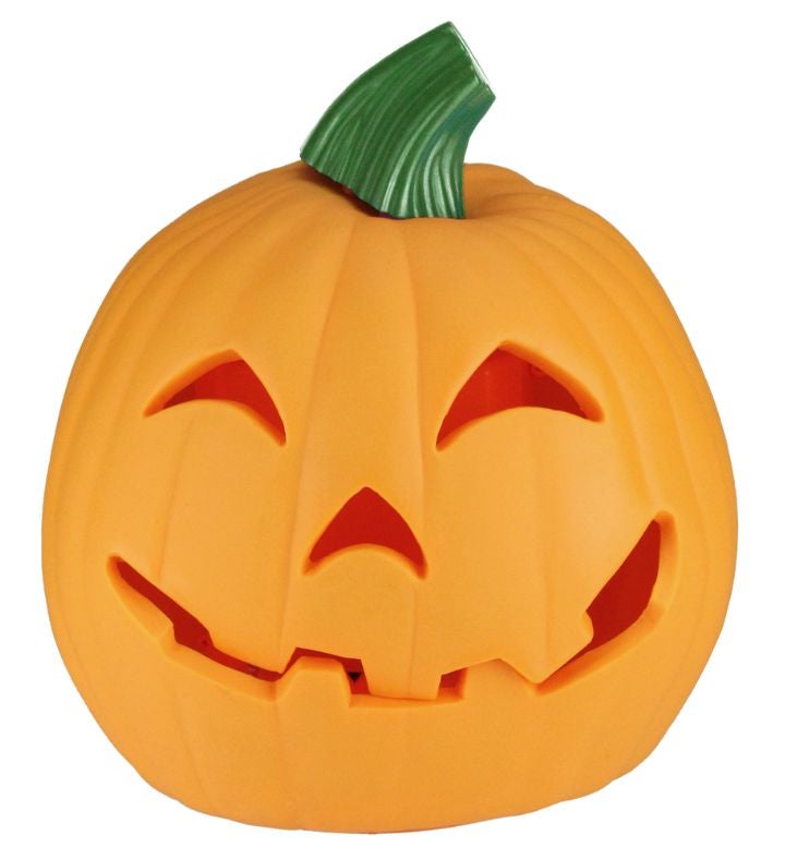 Led & Animated Double-sided Halloween Pumpkin - 9.75" - Orange Lights