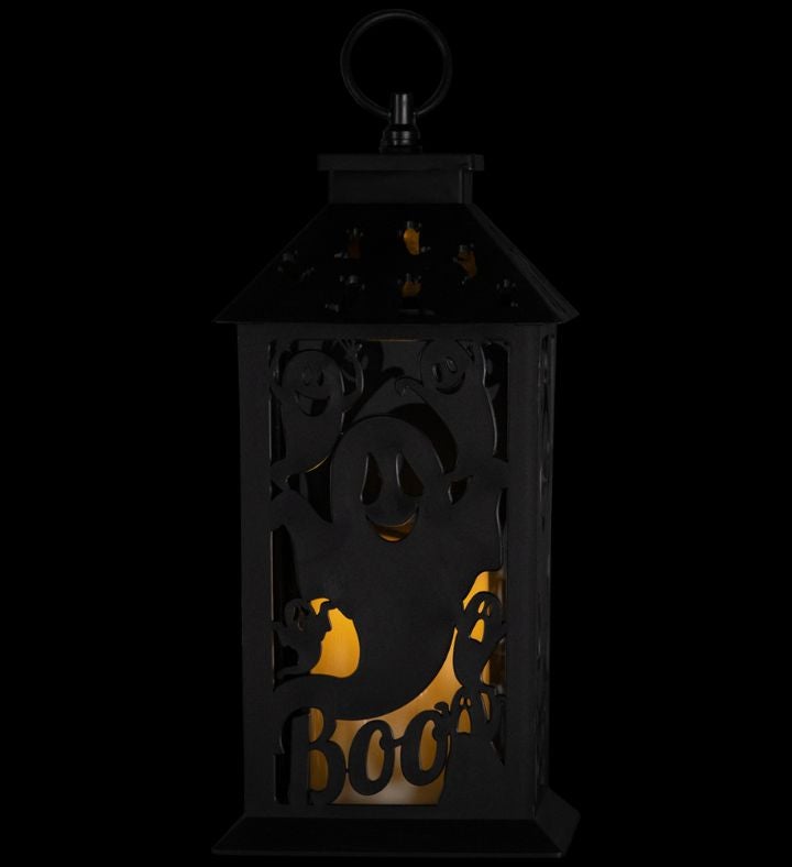 Led Lighted Ghosts Halloween Candle Lantern - 11" - Black