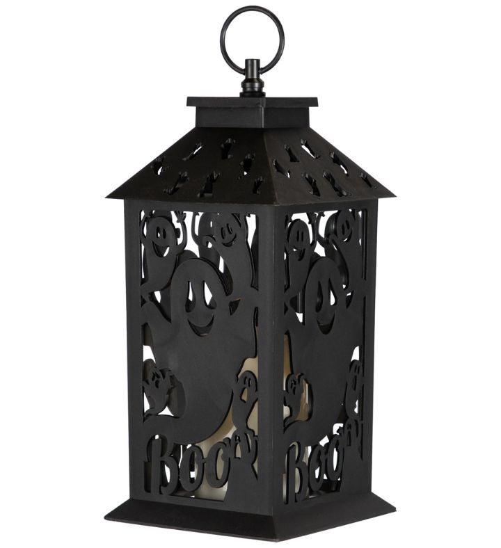 Led Lighted Ghosts Halloween Candle Lantern - 11" - Black