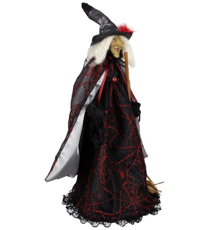 Victorian Style Witch With Broom Halloween Figure - 18"