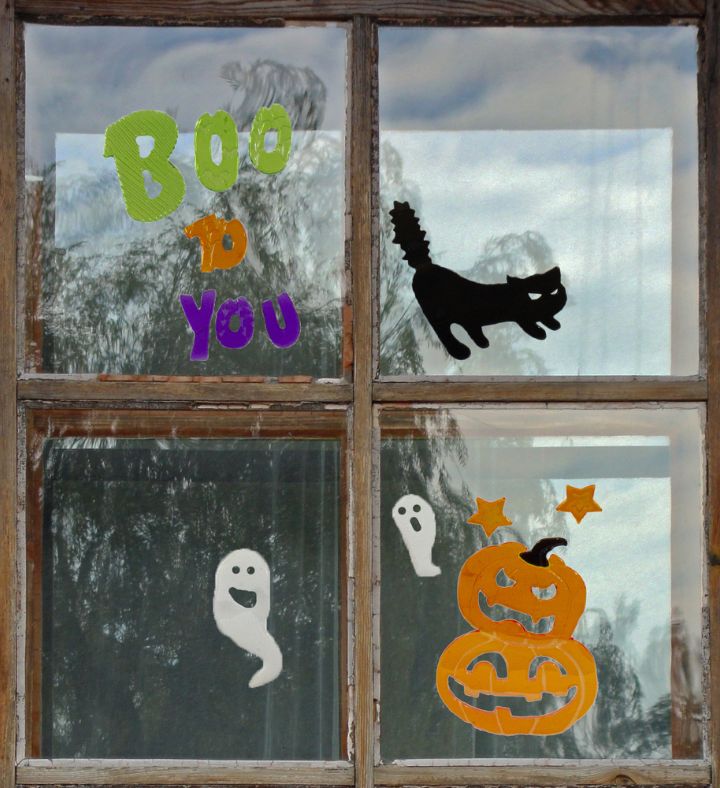 14-piece Green And Orange Boo To You Halloween Gel Window Clings