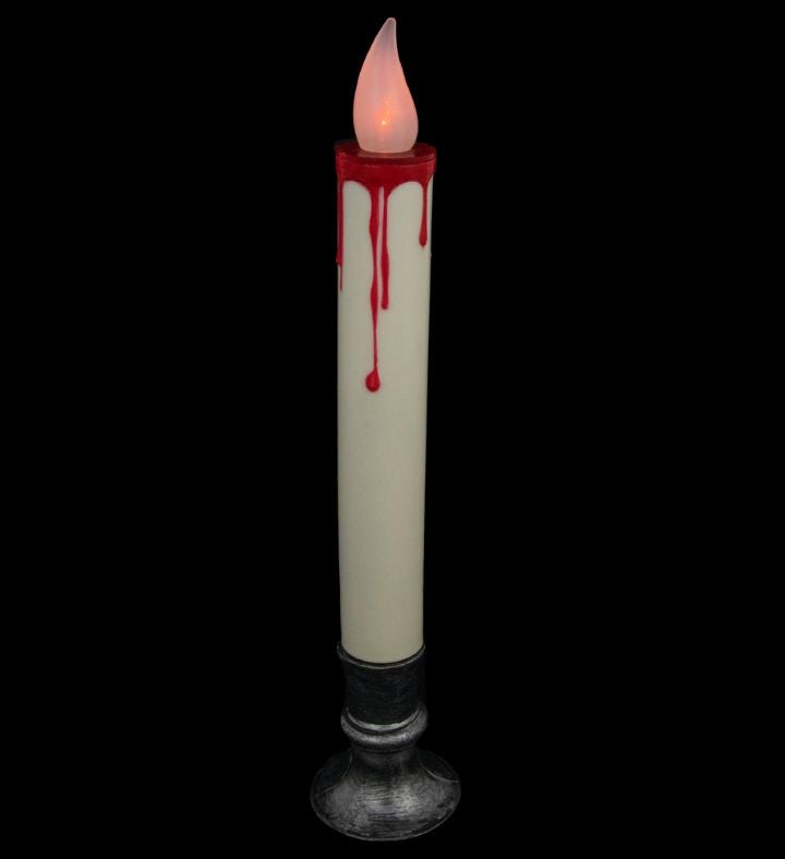 9" Flickering Led Halloween Candle Lamp With Dripping Blood Effect