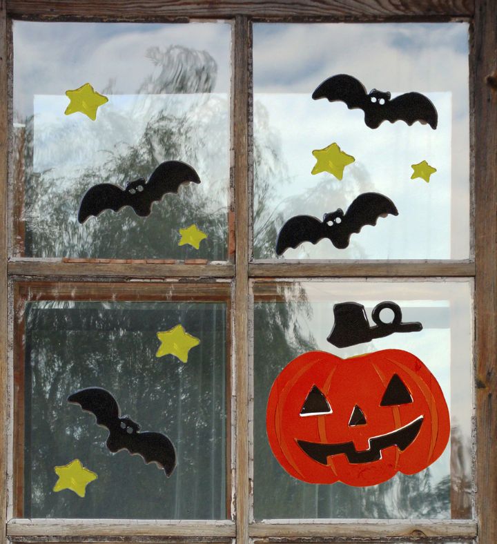 18-piece Jack-o-lantern And Bat Halloween Gel Window Clings