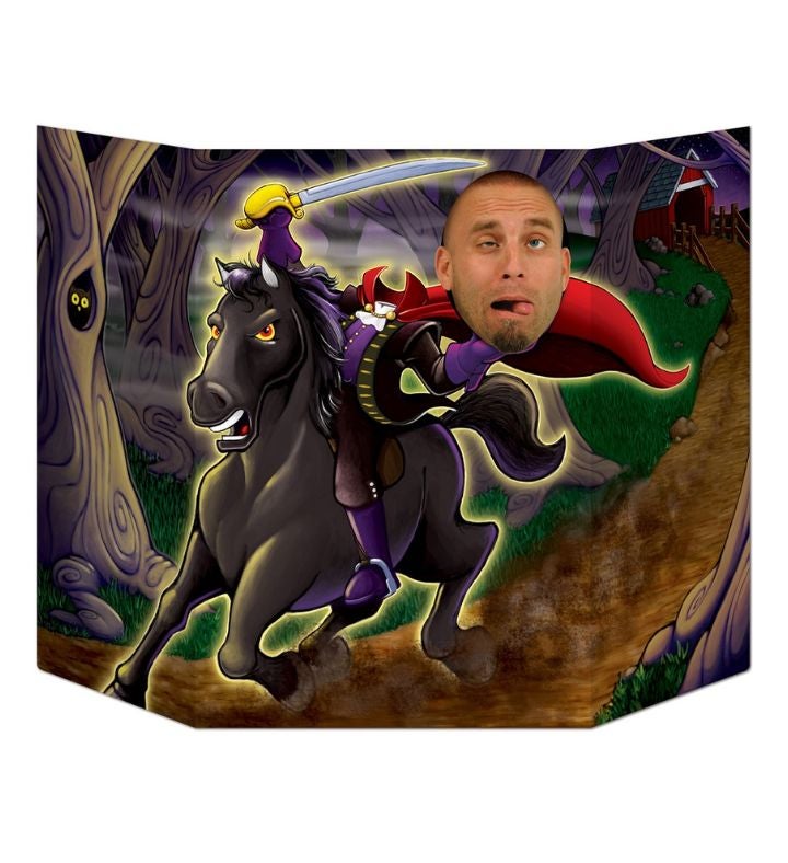 Pack Of 6 Gray & Purple Riding Headless Horseman Halloween Photo Props 37"