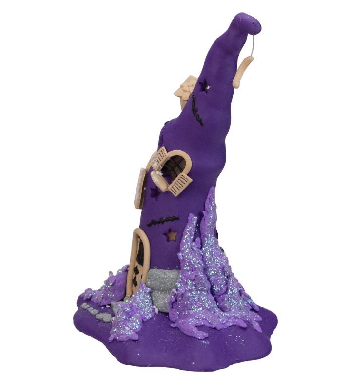 10.43" Battery Operated Witches Hat Halloween Table Top Decor