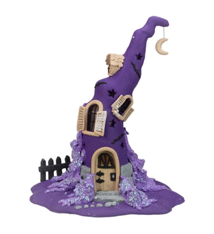 10.43" Battery Operated Witches Hat Halloween Table Top Decor