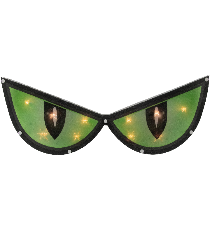 20" Lighted Green Eyes Halloween Window Silhouette Decoration