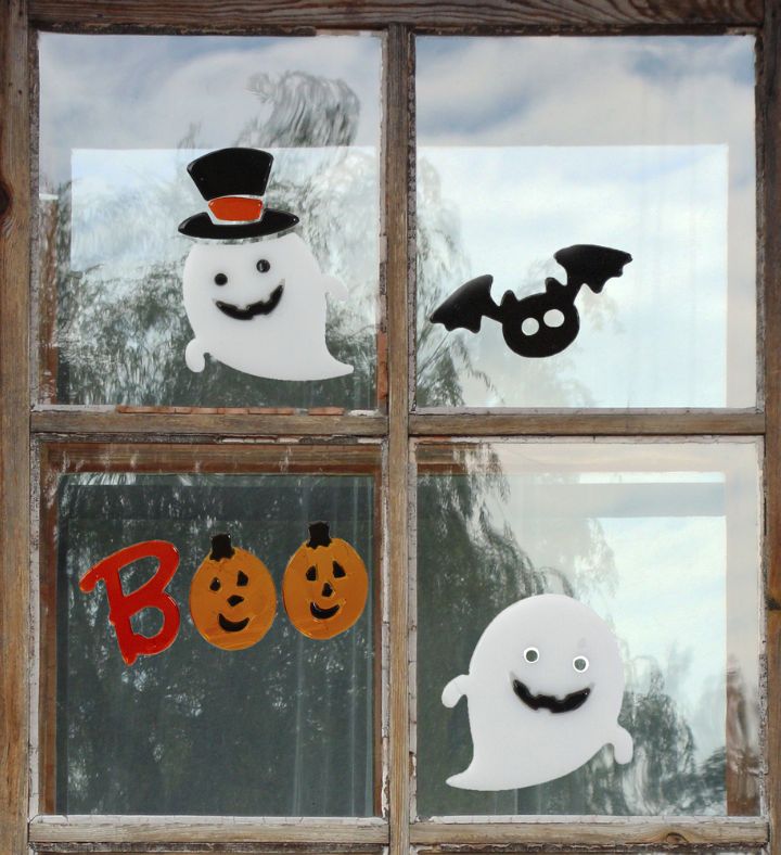 9-piece Pumpkin And Ghost "boo" Halloween Gel Window Clings