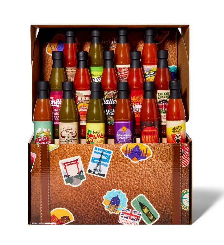 World Traveler Suitcase Hot Sauce Gift Set of 15