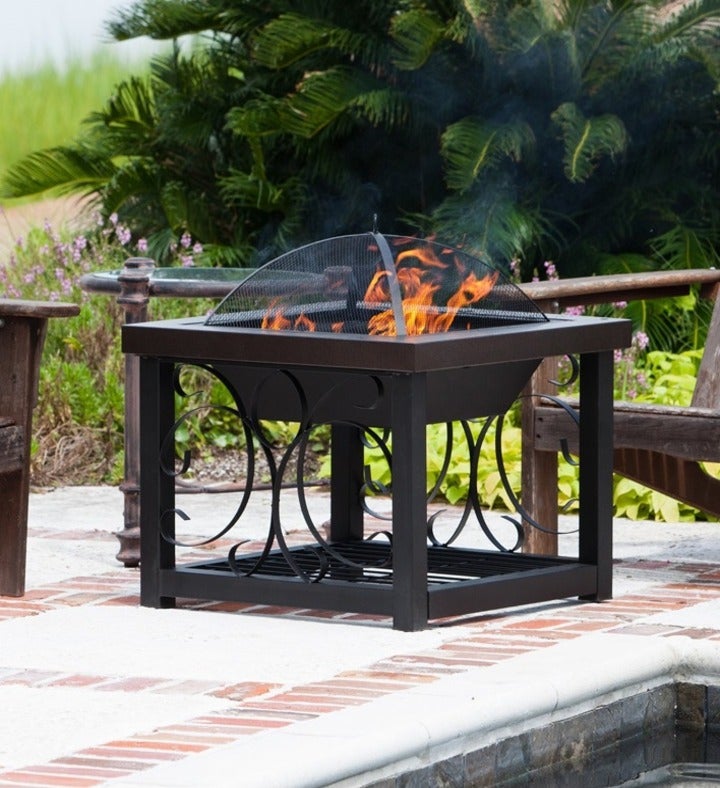 Hammertone Bronze Finish Cocktail Table Fire Pit