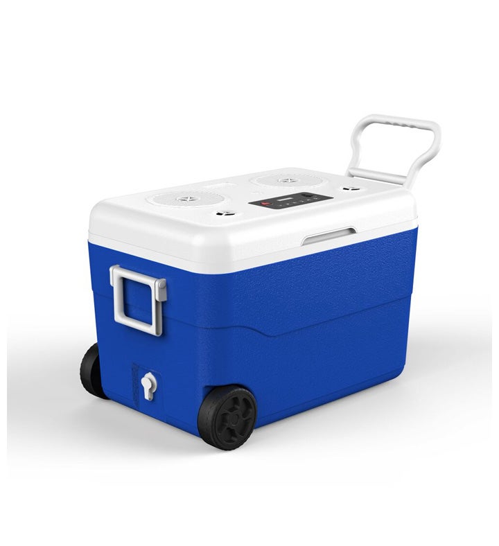 55   Quart Hard Wall Cooler With Speakers And Power Bank    blue