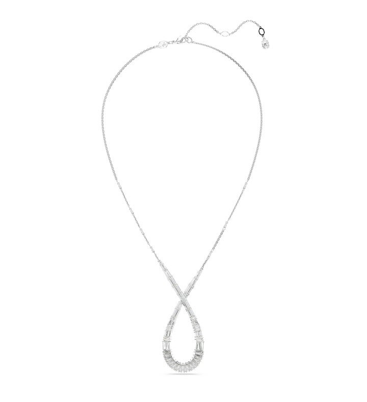 Hyperbola Pendant, Mixed Cuts, Infinity, White, Rhodium Plated