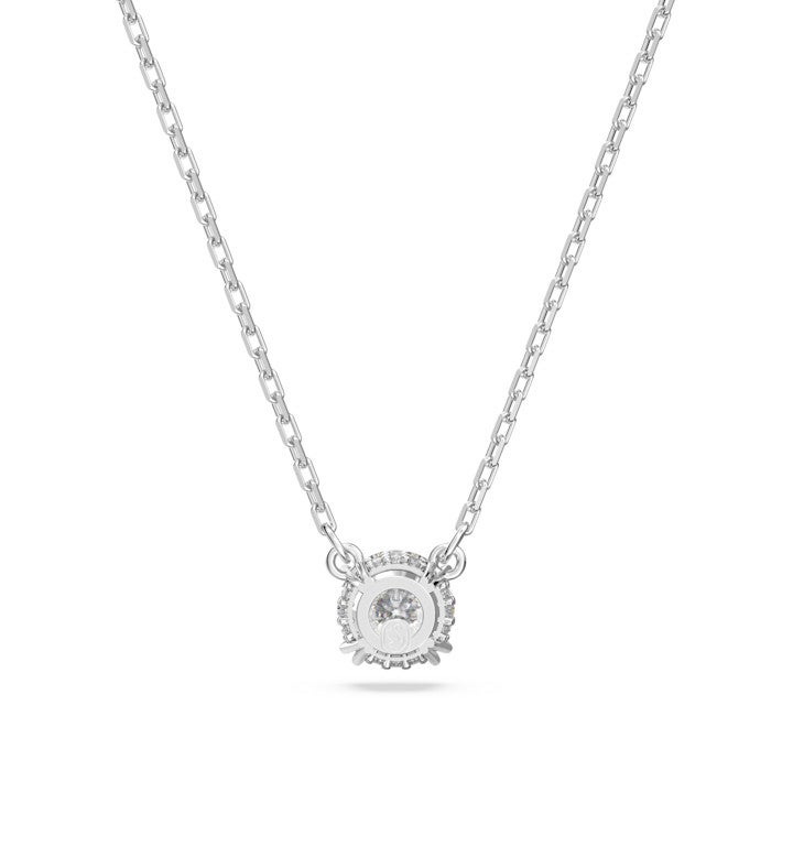 Stilla Pendant, Round Cut, White, Rhodium Plated