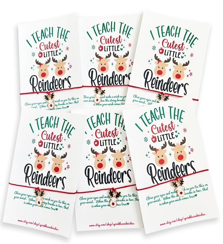 Teacher Reindeer Christmas Bracelets Set Of 6