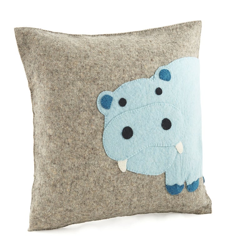 Blue Hippo Handmade Felted Wool Pillow