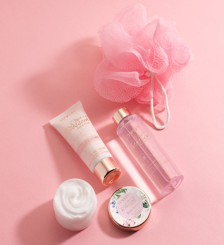 Cherry Blossom Bath & Body Spa Gift Set in Clear Travel Bag