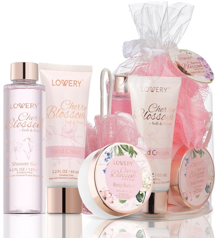 Cherry Blossom Bath & Body Spa Gift Set in Clear Travel Bag