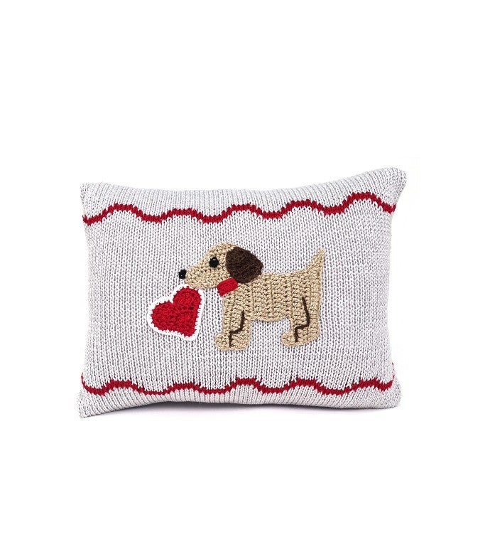 Valentine Puppy Mini Pillow   Grey