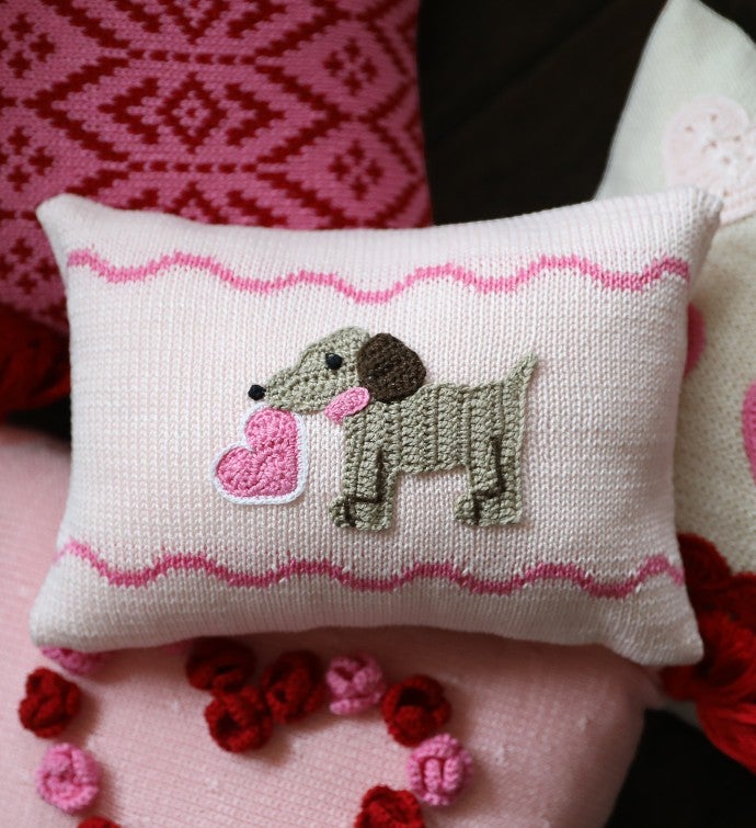 Valentine Puppy Mini Pillow - Pink