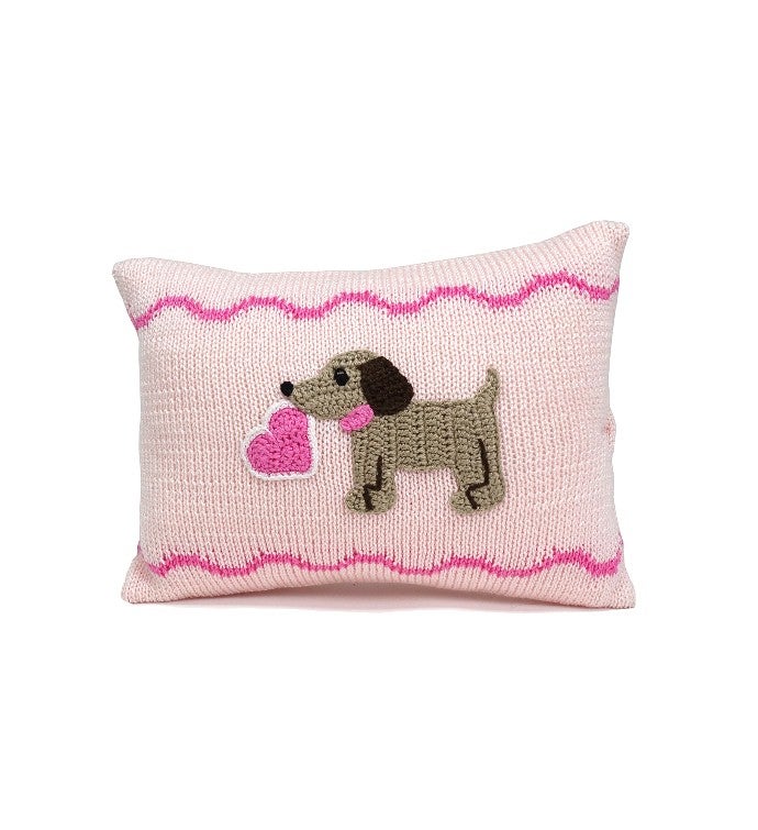 Valentine Puppy Mini Pillow   Pink