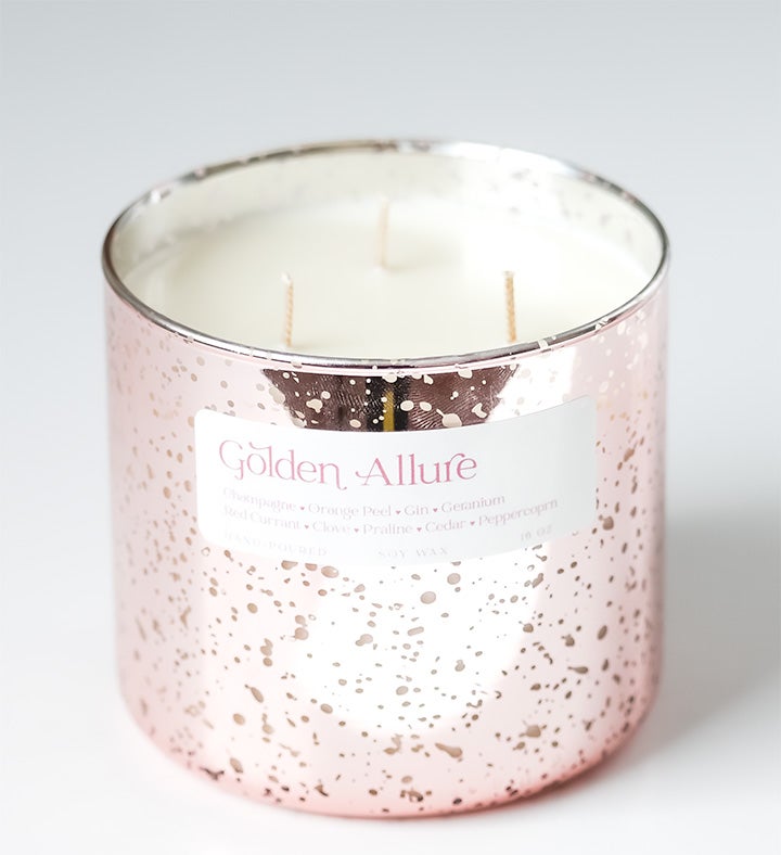 Golden Allure Gift Set: Candle, Wax Melts & Rose Gold Wick Trimmer Bundle