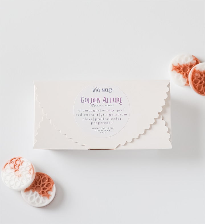 Golden Allure Gift Set: Candle, Wax Melts & Rose Gold Wick Trimmer Bundle