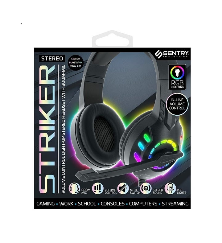 Sentry Light Up Gaming Headphones With Mic    black