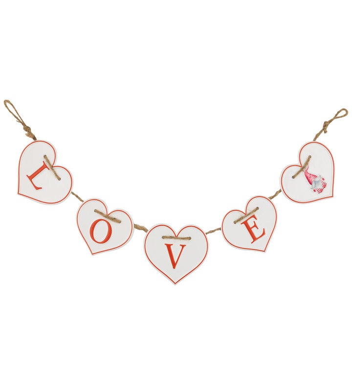 Hearts "love" Valentine's Day Metal Banner - 32" - White And Red