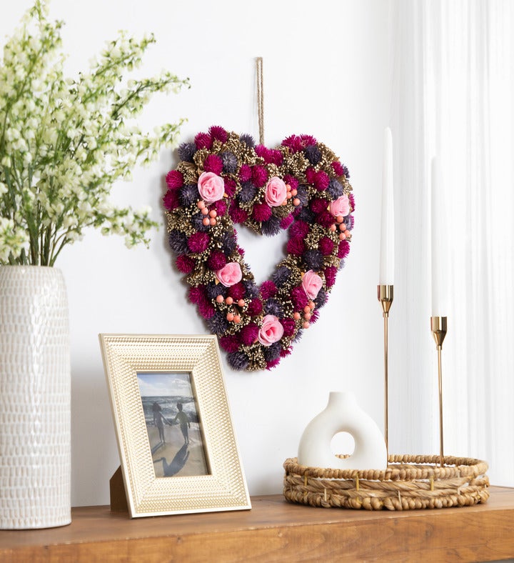 Floral & Twig Artificial Heart Valentine's Day Wreath - 13.5"