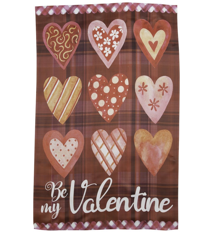 Be My Valentine Plaid And Heart Garden Flag 18" X 12.5"