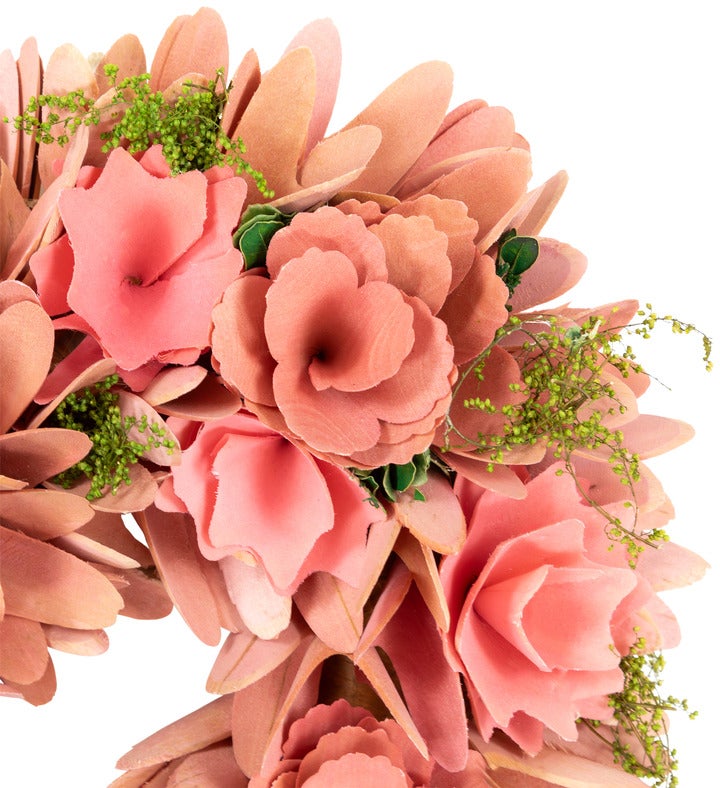 Mixed Floral Artificial Valentine's Day Heart Wreath - 15" - Pink & Yellow