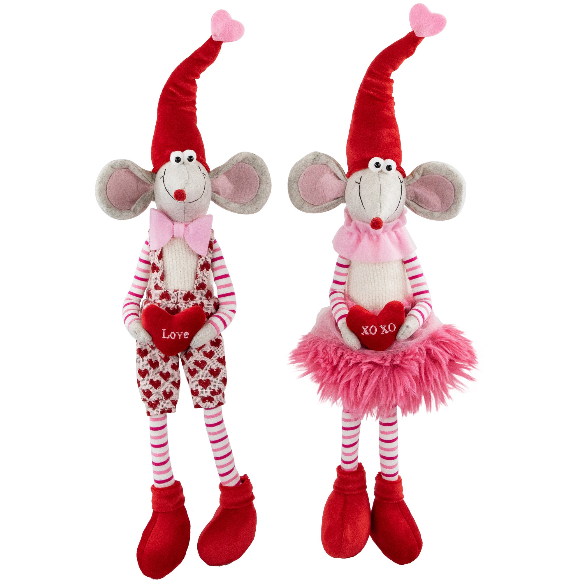 Mice W/ "love" & "xoxo" Heart Pillows Valentine's Day Figures   20" Set