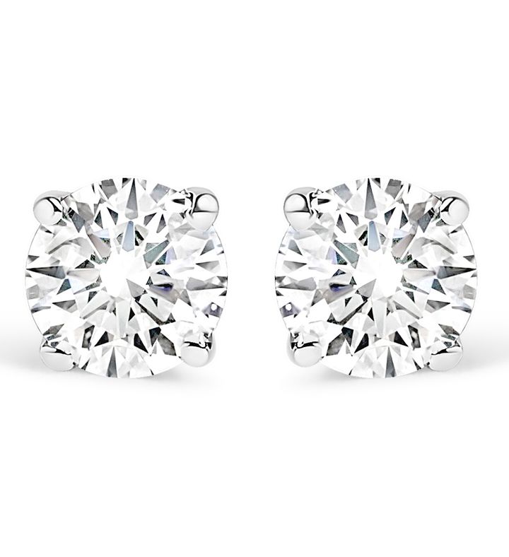 Silver 1/5 Cttw Lab Grown Diamond Solitaire Stud Earrings