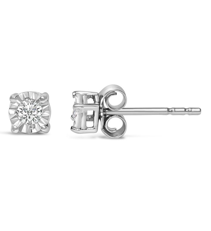 .925 Sterling Silver 1/10 Cttw Lab Grown Diamond Miracle-set Stud Earrings