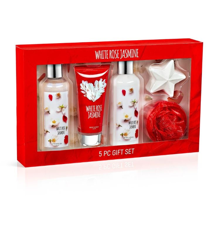 White Rose Jasmine Spa Gift Set Luxurious 5-piece Bath & Body Collection