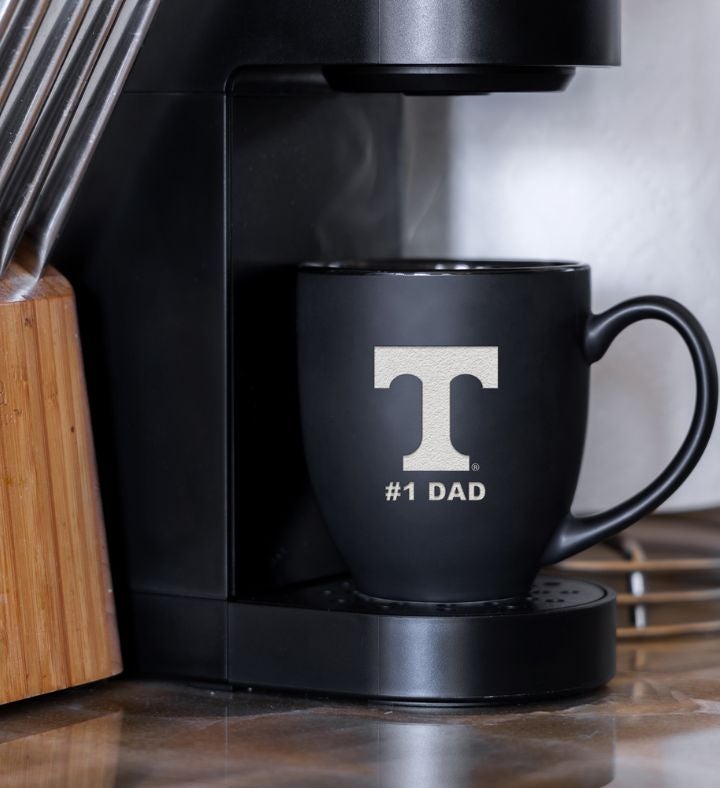 College #1 Dad 15oz Matte Black Ceramic Bistro Mug