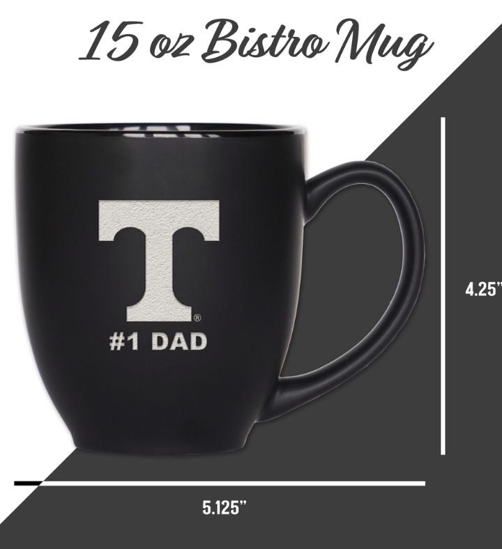 College #1 Dad 15oz Matte Black Ceramic Bistro Mug