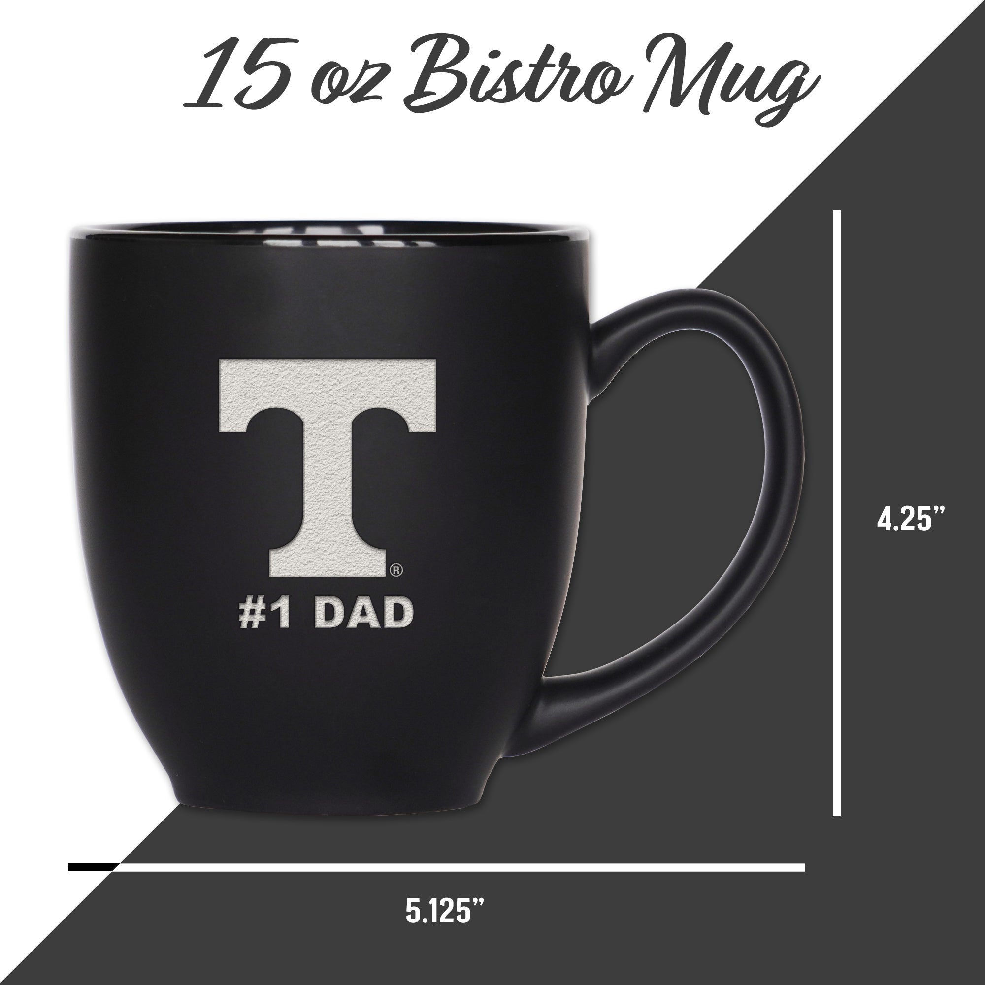College #1 Dad 15oz Matte Black Ceramic Bistro Mug
