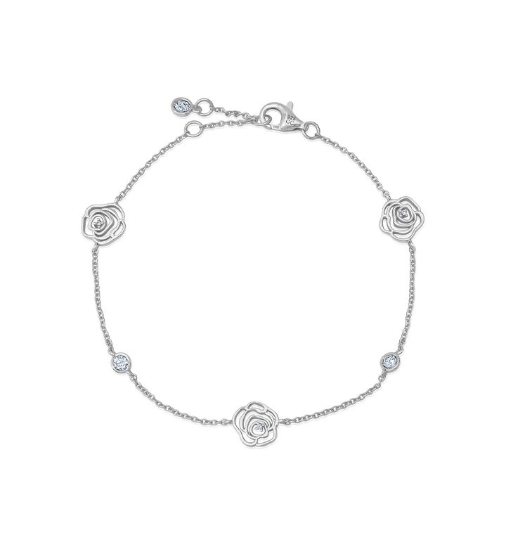 Crislu Rose Bezel Set Station Bracelet