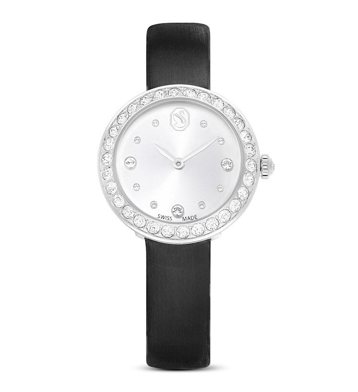 Matrix Tennis Watch, Swiss Made, Leather Strap, Black, Stainless Steel
