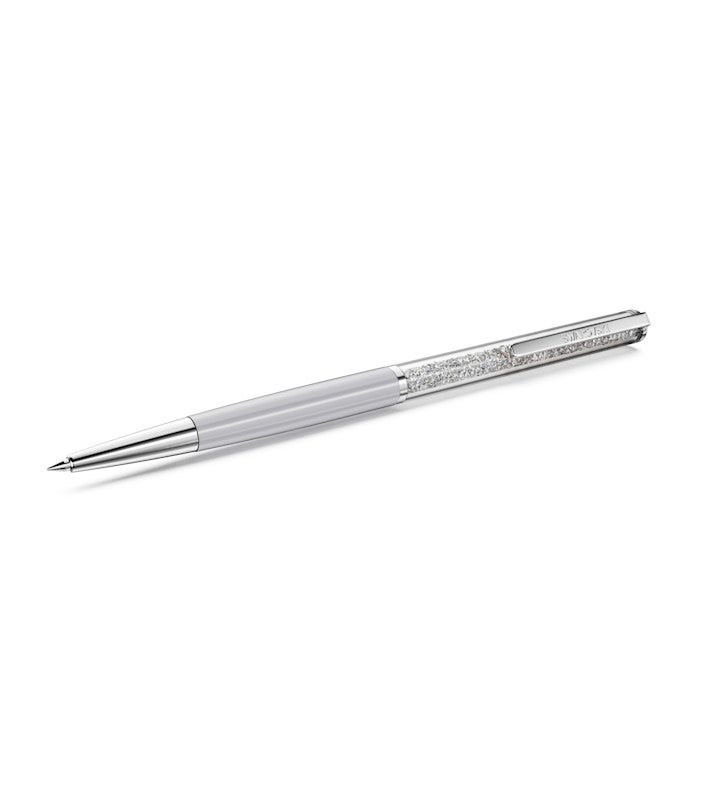 Crystalline Silk Ballpoint Pen, Gray, Gray Lacquered, Chrome Plated