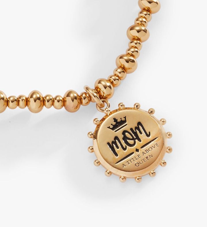 Mom Beaded Stretch Charm Bracelet
