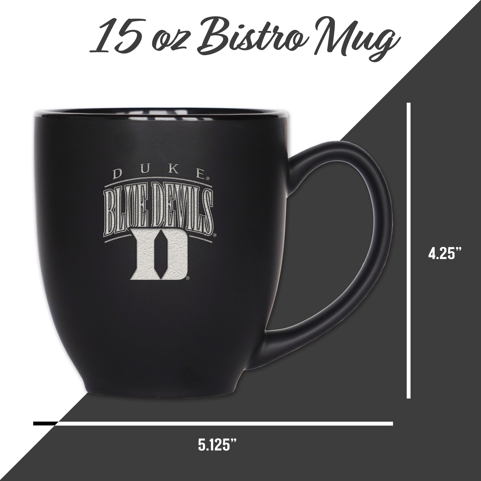 College 15oz Matte Black Ceramic Bistro Mug