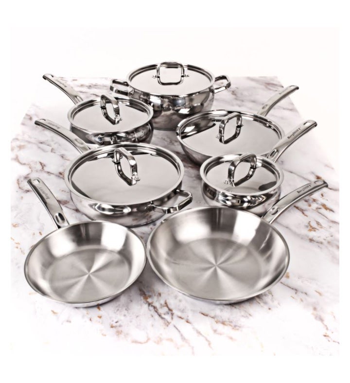 Berghoff 12   Piece Belly Shape 1810 Stainless Steel Cookware Set With Meta