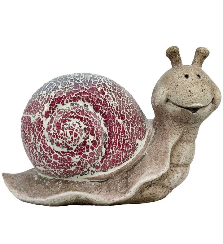 Glass Mosaic Shell Snail Garden Statue 12.3"
