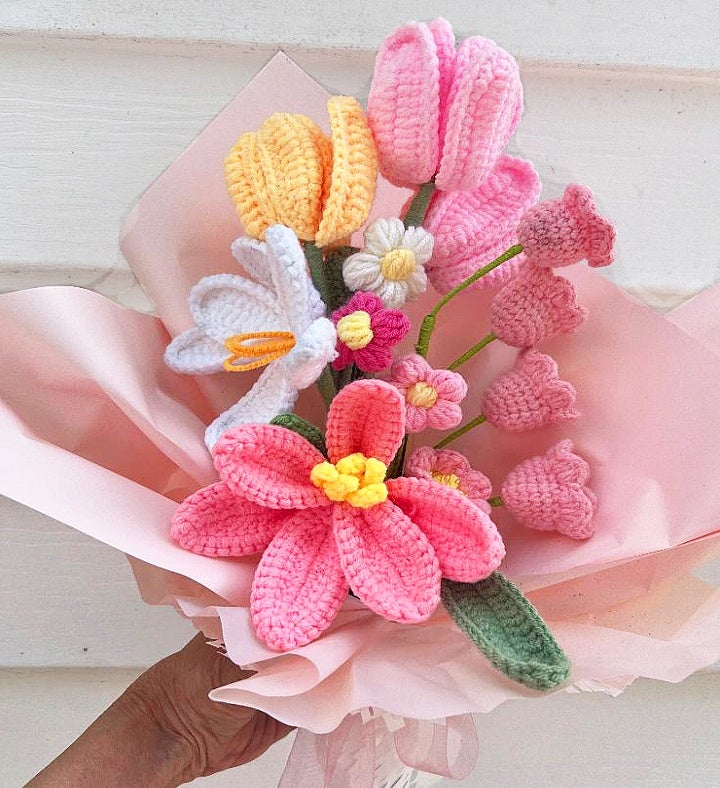 Crochet Tulip Bouquet Handmade