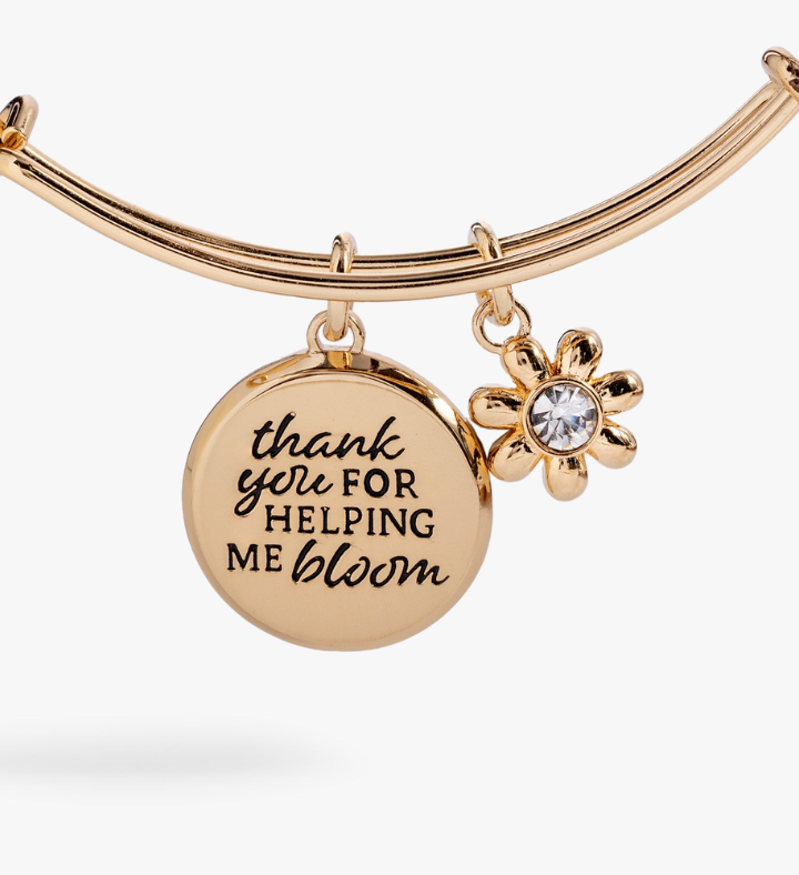 Thank You For Helping Me Bloom' Charm Bangle